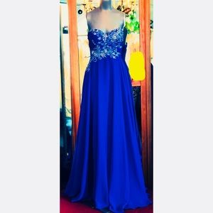 Royal Blue Strapless Sweetheart with Chiffon skirt